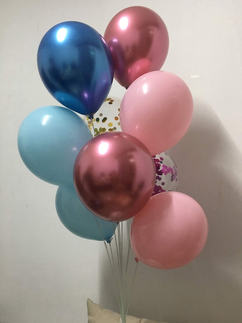 Metallic Chrome Balloons Pink Blue - Confetti Balloons for Wedding Birthday Gender Reveal Baby Shower Party Decorations 100packs
