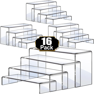 Aheroi Acrylic Risers Display Stands, Acrylic Stands for Display 16Pcs 4Set