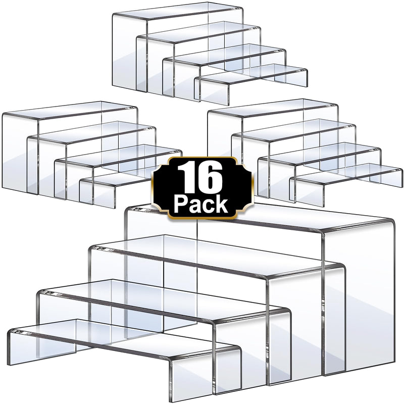 Aheroi Acrylic Risers Display Stands, Acrylic Stands for Display 16Pcs 4Set