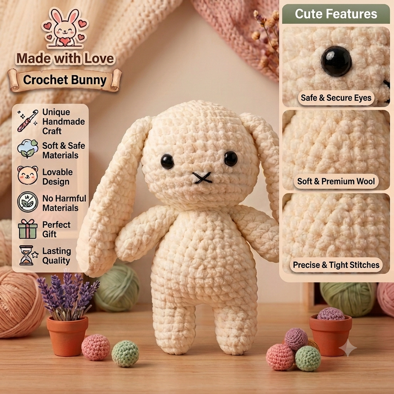 Handmade Crochet Bunny — Made with Love 🐰